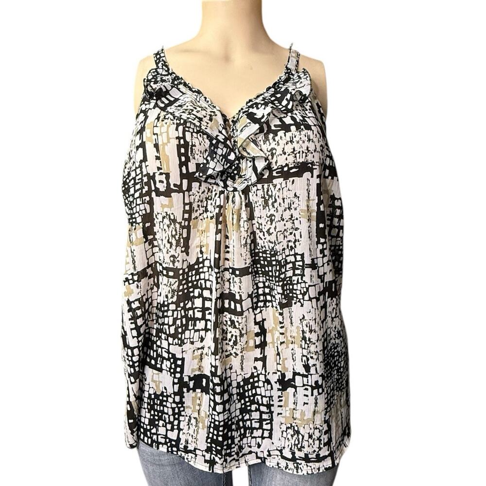 Avenue Unique Dress Tank Top Size 26/28 in Tan, Black, and Cream